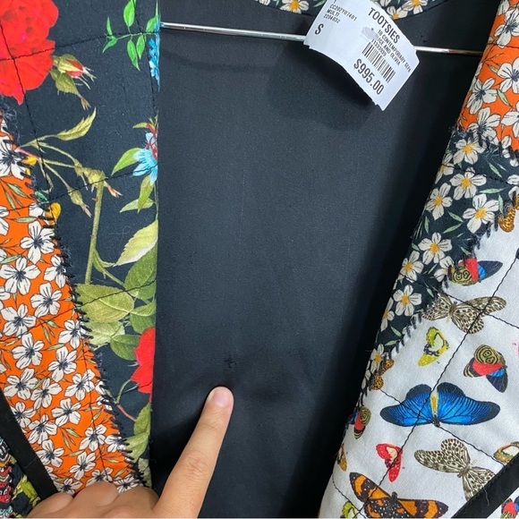 Alice + Olivia Moya Patchwork Tapestry Floral Quilted Coat Belted Butterfly Sz S - Picture 4 of 11